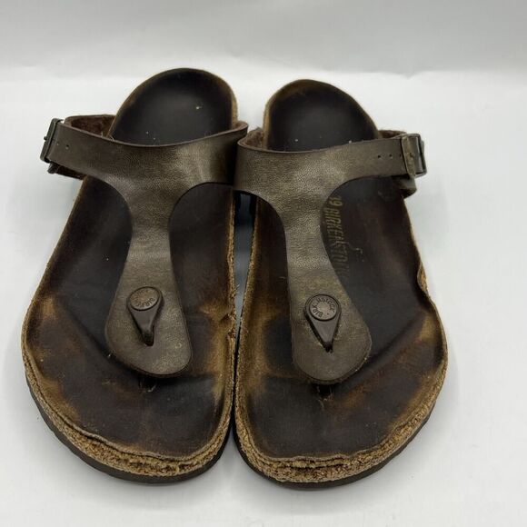 BIrkenstock Gizeh Birko Sandals Womens 8 Flor Flip Flop Brown Size 39 Germany - Picture 3 of 12